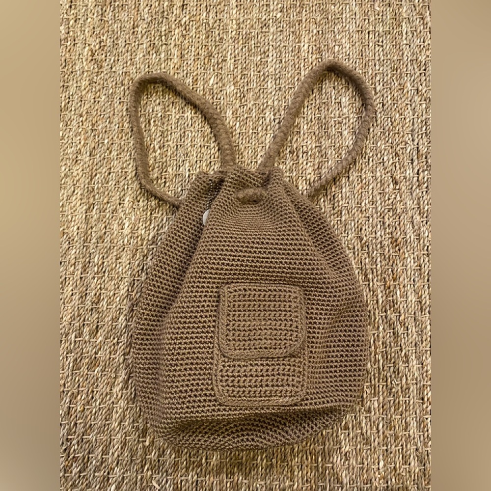 Vintage Y2K Crochet Hobo Bucket Backpack Bag THE SAK